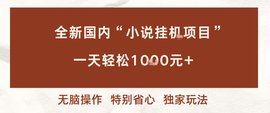 全新国内小说挂G项目，多窗口无脑跑，一天轻松1k+，特别省心【揭秘】-站长V课