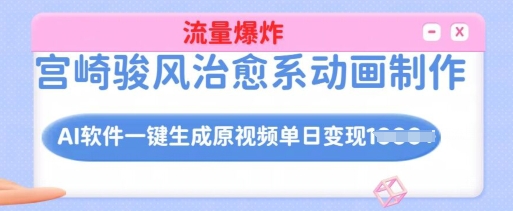宫崎骏风治愈系动画制作，AI软件一键生成原创视频流量爆炸，单日变现多张，详细实操流程-Zv头条