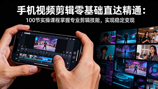手机视频剪辑零基础直达精通:100节实操课程掌握专业剪辑技能,实现稳…-站长V课