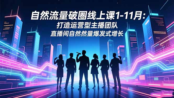 自然流量破圈线上课1-11月：打造运营型主播团队 直播间自然流量爆发式增长-站长V课
