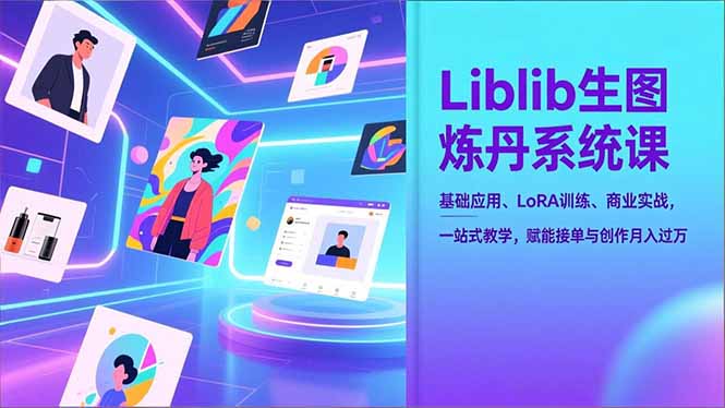 Liblib生图炼丹系统课，基础应用、LoRA训练、商业实战，一站式教学，赋能接单与创作月入过万-站长V课