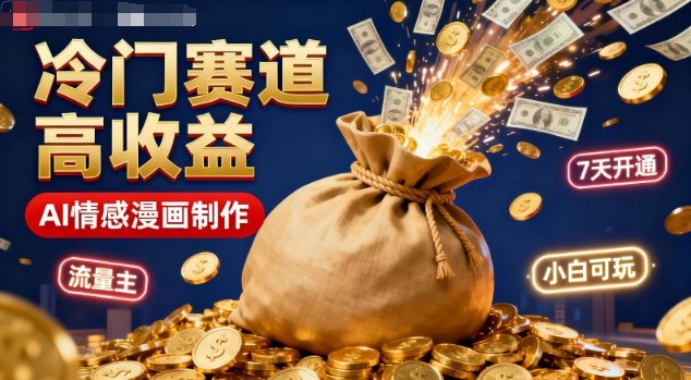 公众号冷门赛道，用AI做情感漫画，7天开通流量主，操作简单，小白可玩-站长V课