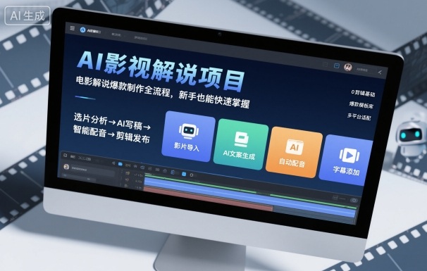 AI影视解说项目，电影解说爆款制作全流程，新手也能快速掌握-站长V课