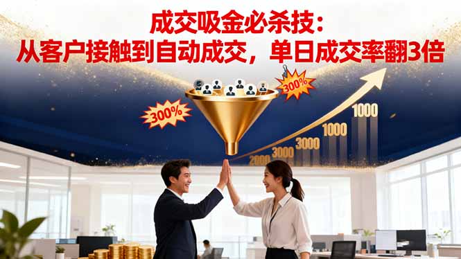 吸金成交营销必杀技：从客户接触到自动成交，单日成交率翻3倍-站长V课