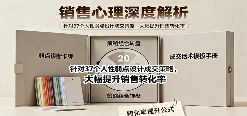 销售心理深度解析：针对37个人性弱点设计成交策略，大幅提升销售转化率！-站长V课