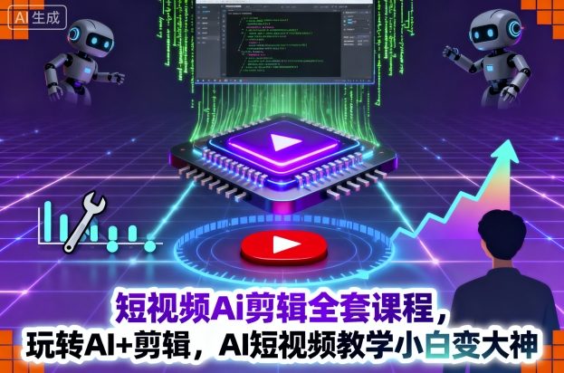 短视频Ai剪辑全套课程，玩转AI+剪辑，AI短视频教学小白变大神-站长V课