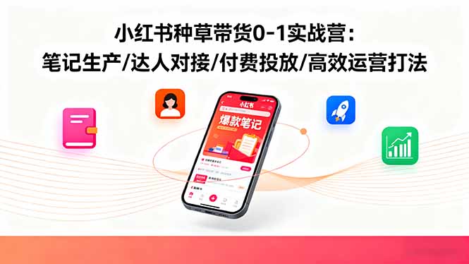 小红书种草带货0-1实战营：笔记生产/达人对接/付费投放/高效运营打法-站长V课