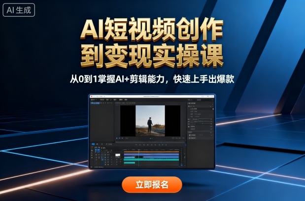 AI短视频创作到变现实操课,从0到1掌握AI+剪辑能力,快速上手出爆款(更新10月)-站长V课
