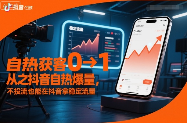 自热获客从0到1之抖音自热爆量，不投流也能在抖音拿稳定流量-站长V课