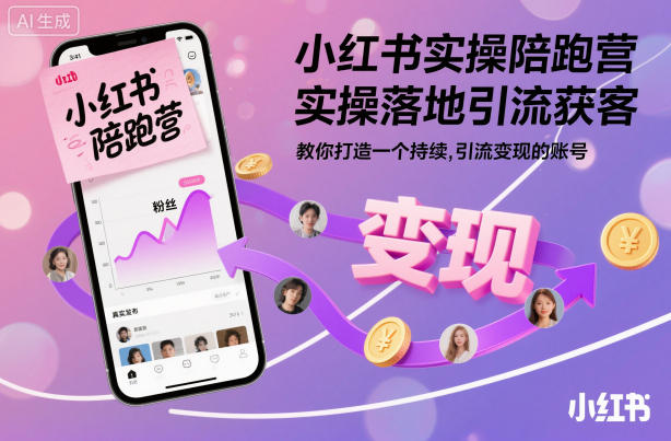小红书实操陪跑营，实操落地引流获客，教你打造一个持续引流变现的账号-站长V课