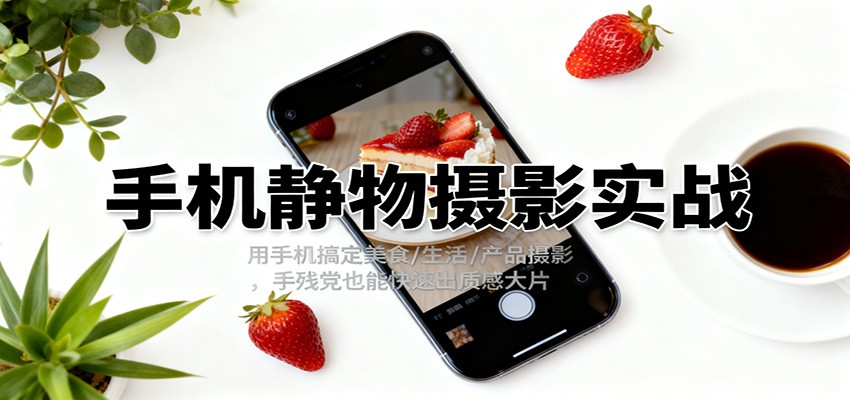 手机静物摄影实战，用手机搞定美食/生活/产品摄影，手残党也能快速出质感大片-站长V课