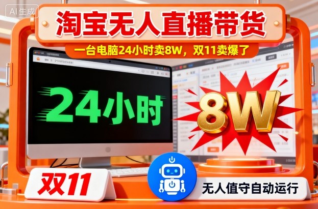 淘宝无人直播带货,一台电脑214小时卖8W,双11卖爆了【揭秘】-站长V课