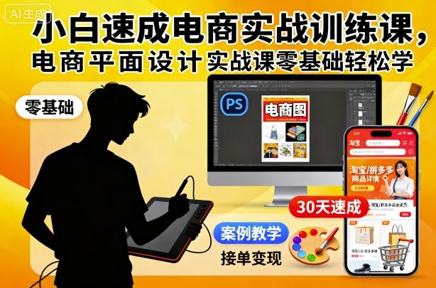 小白速成电商实战训练课，电商平面设计实战课零基础轻松学-站长V课