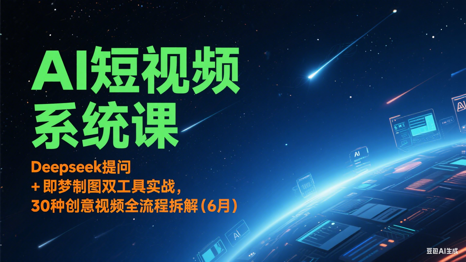AI短视频系统课：Deepseek提问 + 即梦制图双工具实战，30种创意视频全流程拆解(6月)-Zv头条