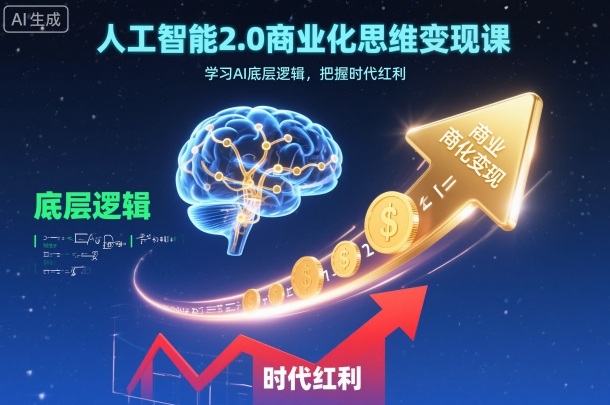 人工智能2.0商业化思维变现课，学习AI底层逻辑，把握时代红利-站长V课
