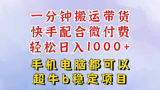 快手黑科技一分钟搬运带货，一刀不剪过原创，微付费投流玩法，轻松日入…-站长V课