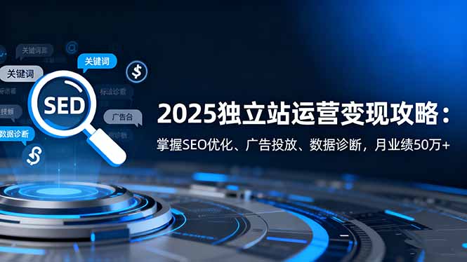 2025独立站运营变现攻略:掌握SEO优化、广告投放、数据诊断,月业绩50万+-站长V课