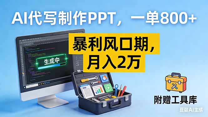 AI代写制作PPT，一单800+， 暴利风口期，月入2万【附工具】-站长V课