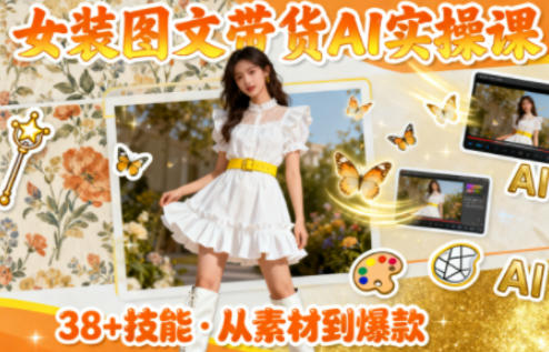 女装图文带货的AI实操课，覆盖38个实用技能，快速提升素材制作效率-站长V课