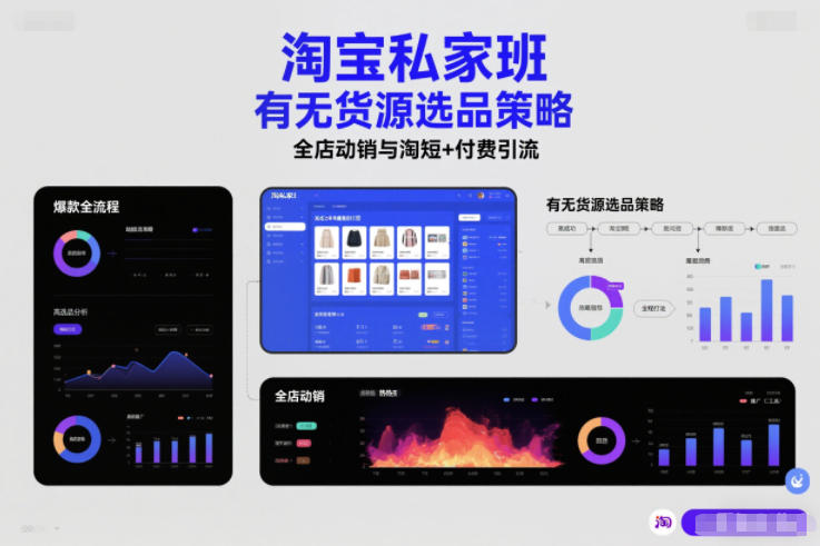 淘宝私家班，有无货源选品策略，高成功率爆款全流程打法，全店动销与淘短+付费引流(更新)-站长V课