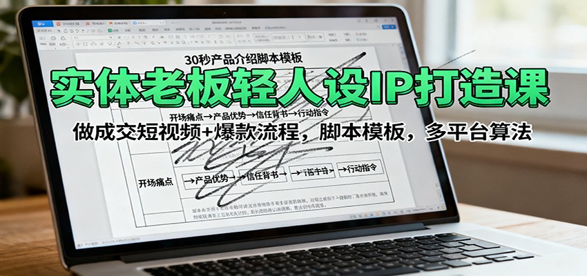 实体老板轻人设IP打造课：做成交短视频+爆款流程，脚本模板，多平台算法-站长V课