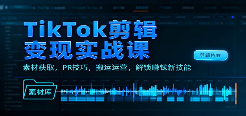 TikTok剪辑变现实战课:素材获取,PR技巧,搬运运营,解锁赚钱新技能-站长V课