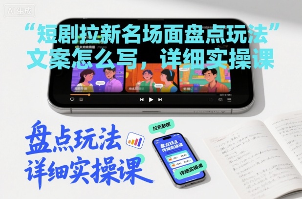 短剧拉新名场面盘点玩法文案怎么写,详细实操课-站长V课