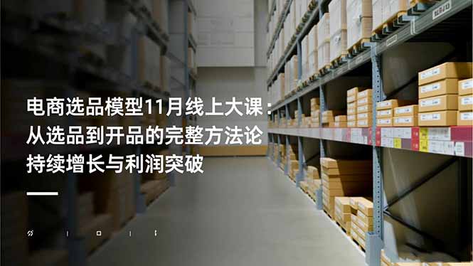 电商选品模型11月线上大课:从选品到开品的完整方法论 持续增长与利润突破-站长V课