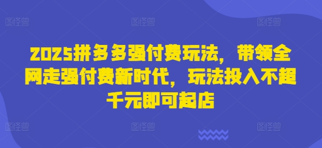 2025拼多多强付费玩法，带领全网走强付费新时代，玩法投入不超千元即可起店-Zv头条