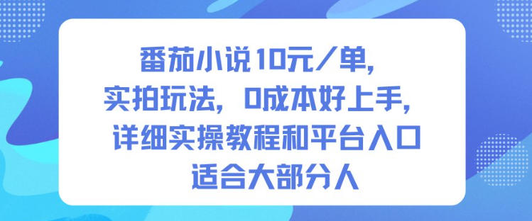 番茄小说10米每单,实拍玩法,0成本好上手,详细实操教程和平台入口适合大部分人-站长V课