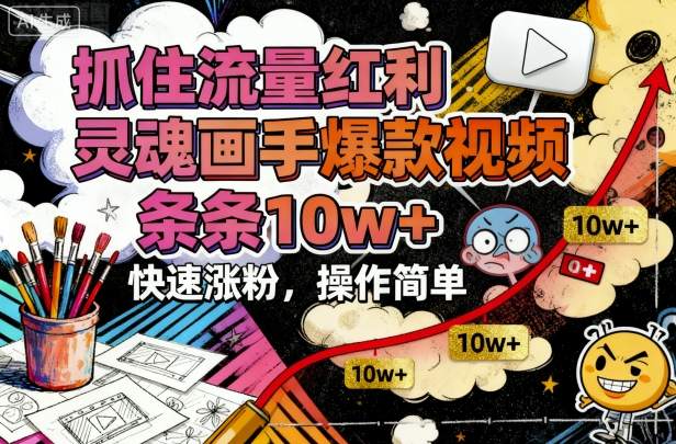 抓住流量红利,灵魂画手爆款视频,条条10w+,快速涨粉,操作简单-站长V课