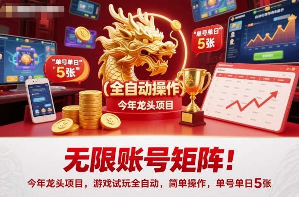 无限账号矩阵！今年龙头项目，游戏试玩全自动，简单操作，单号单日5张【揭秘】-站长V课