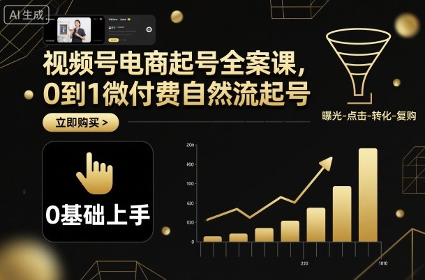 视频号电商起号全案课,0到1微付费自然流起号-站长V课