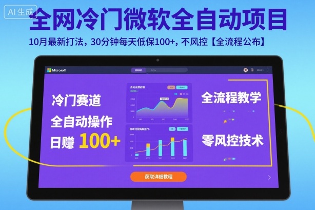 全网冷门微软全自动挂G项目，10月最新打法，30分钟每天低保100+，不风控【全流程公布】【揭秘】-站长V课