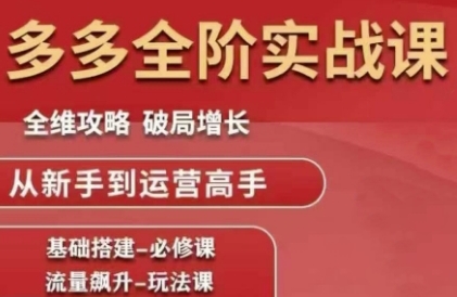 拼多多全阶实战课程，全维攻略，破局增长，从新手到运营高手-Zv头条