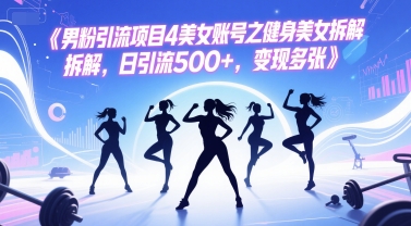 男粉引流项目4美女账号之健身美女拆解，日引流500+，变现多张-Zv头条
