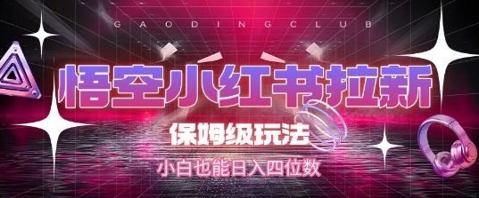 悟空小红书拉新，保姆级玩法，小白也能日入四位数-Zv头条