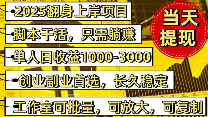 2025翻身上岸项目脚本干活，内部客户经理内部开号，单人日收益1000-300…-站长V课