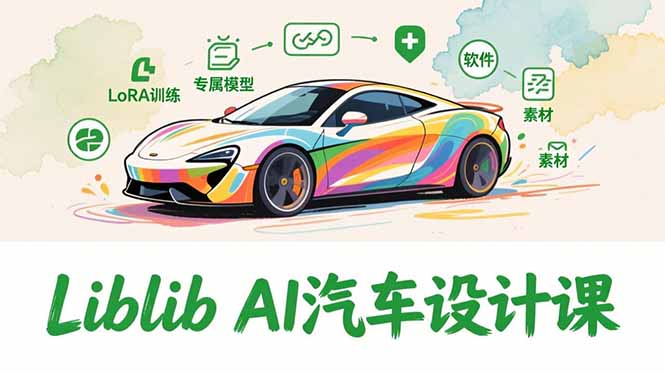 2025Liblib AI汽车设计课，文生图入门、LoRA训练、专属模型，快速上手【实战+解说+软件+素材】-站长V课