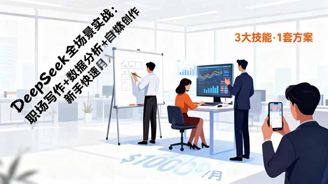 DeepSeek全场景实战：职场写作+数据分析+自媒体创作，新手快速月入过万-站长V课