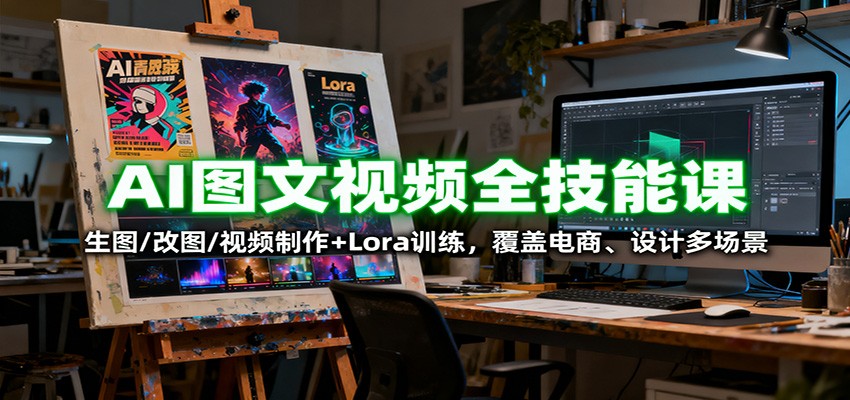 AI图文视频全技能课：生图/改图/视频制作+Lora训练，覆盖电商 、设计多场景-站长V课
