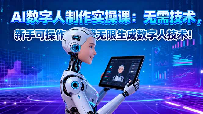 AI数字人制作实操课:无需技术,新手可操作,免费无限生成数字人技术!-站长V课