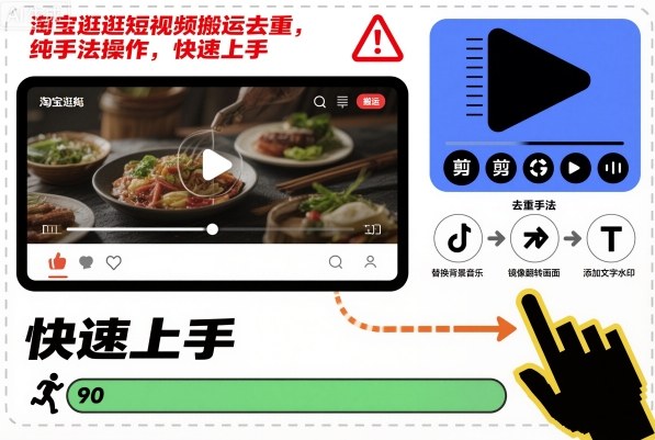 淘宝逛逛短视频搬运去重,纯手法操作,快速上手