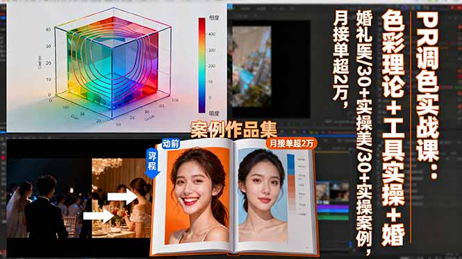PR调色实战课：色彩理论+工具实操+婚礼医美/30+实操案例，月接单超2万-站长V课