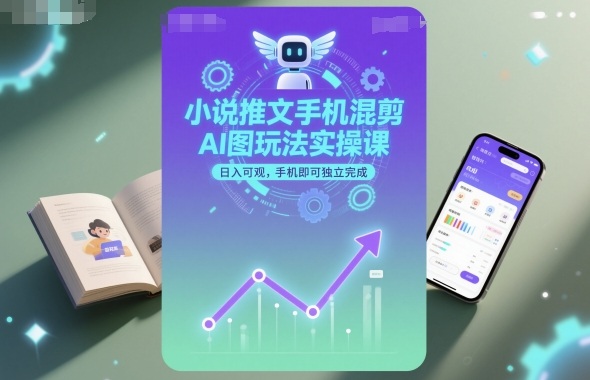 小说推文手机混剪AI图玩法实操课,日入可观,手机即可独立完成-站长V课
